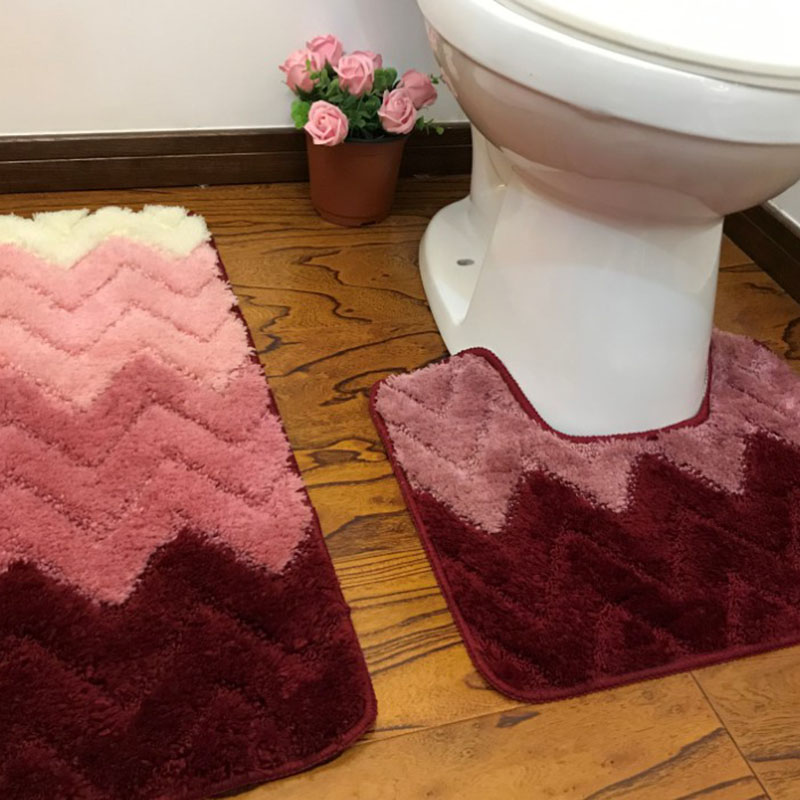 100% Polyester washable bath mat set