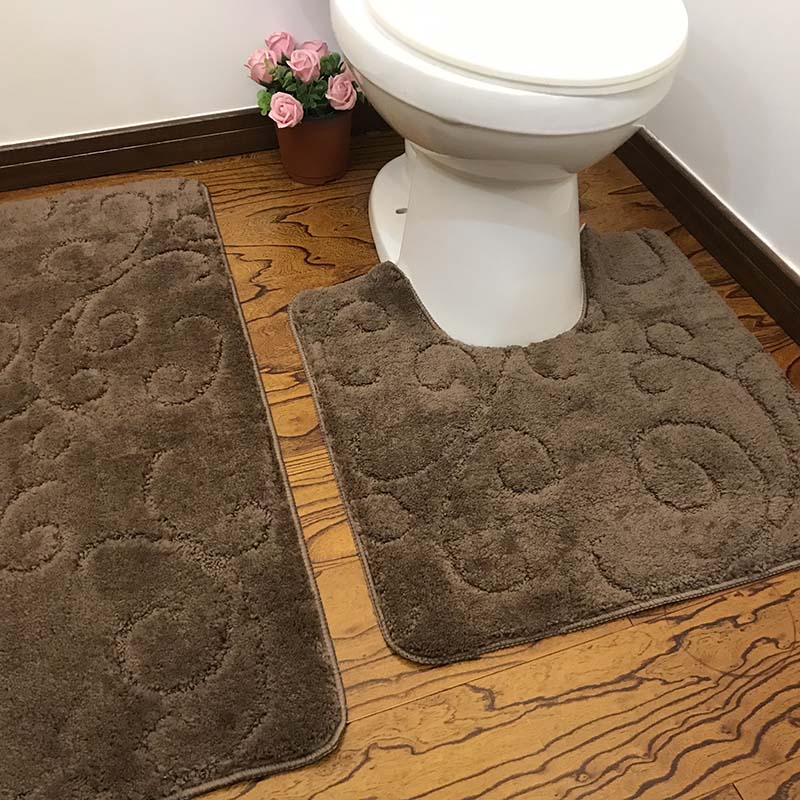 2 pieces Polyester bath mat sets